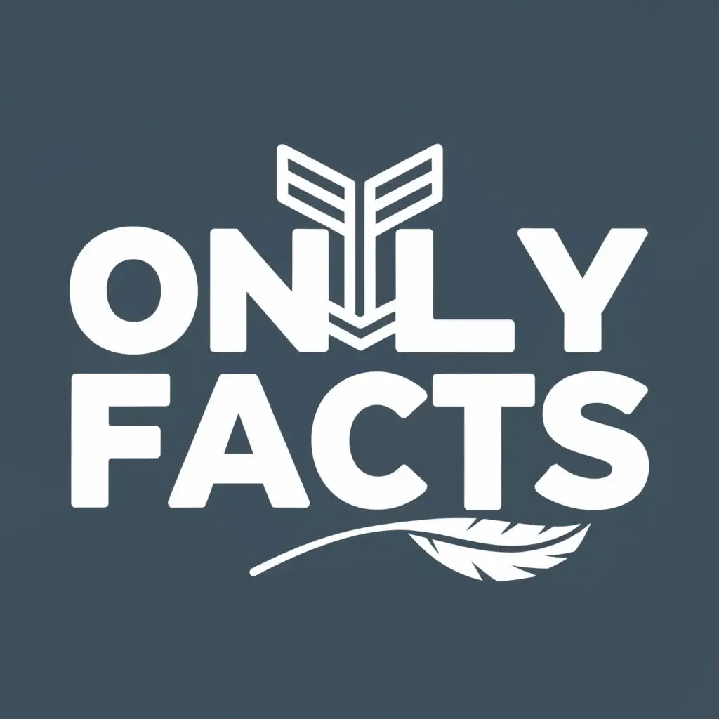 a logo design,with the text "Only facts", main symbol:Book and a feather,Moderate,be used in Education industry,clear background