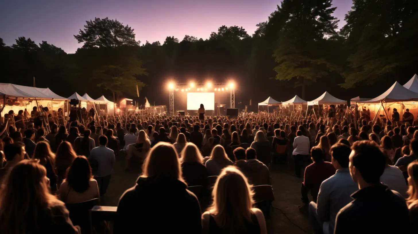 Twilight OpenAir Festival with Attentive Crowd and Singer on Stage