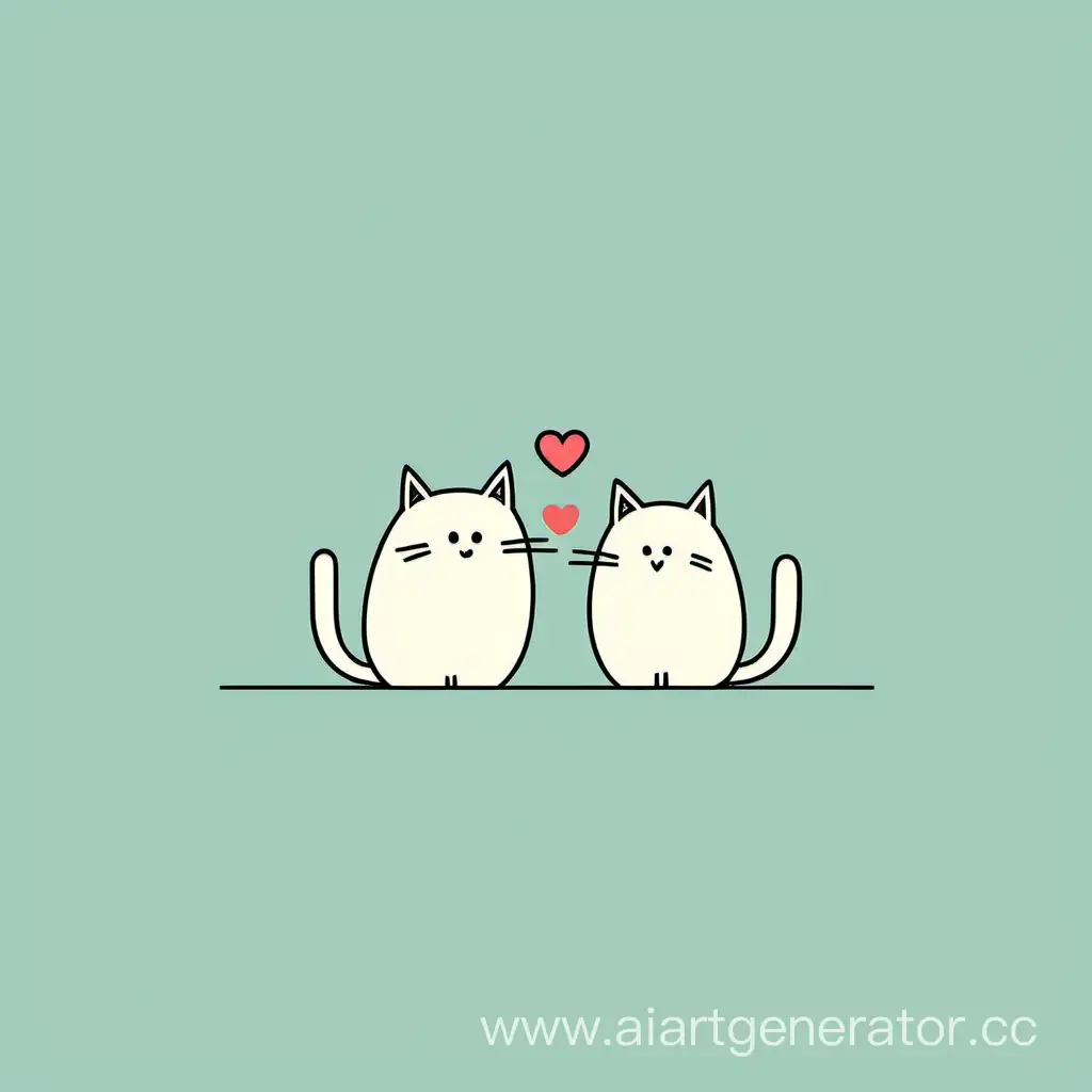 Love story кот и мышь минимализм графика милые