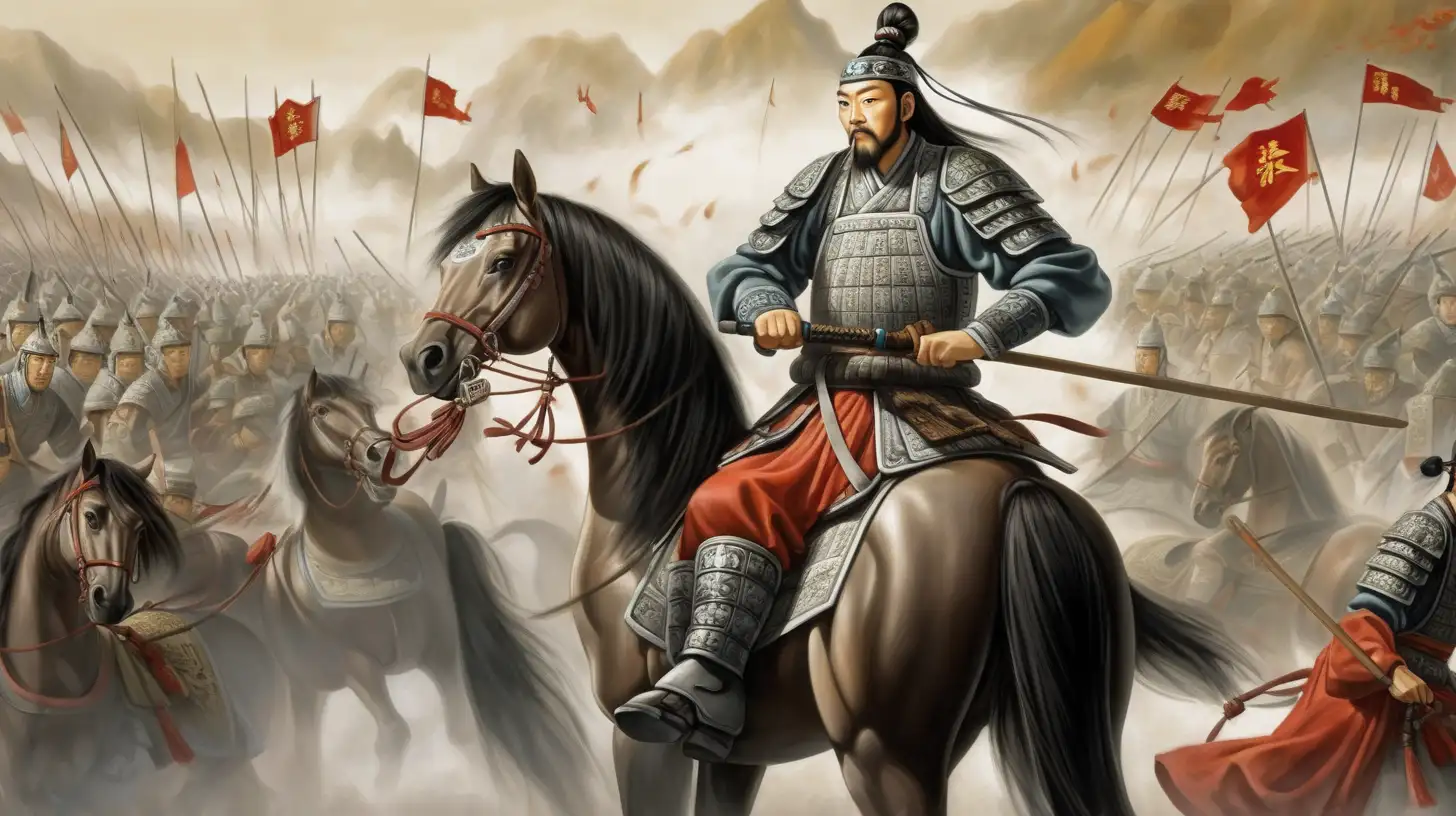 General Yue Fei National Hero and Martyr Leading Troops in Battle