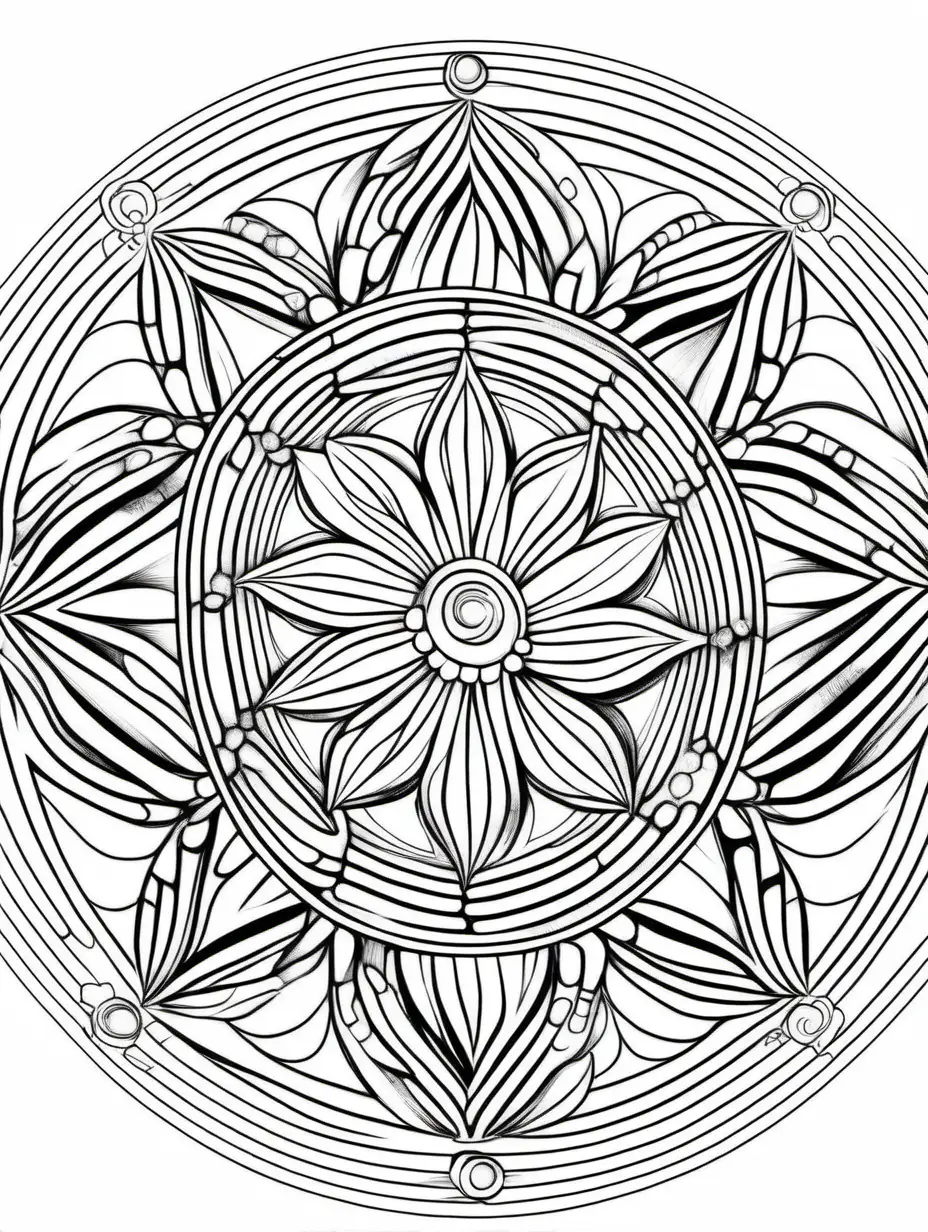 coloring page for children, mandala, glassy world images, white background, clear line art, fine line art