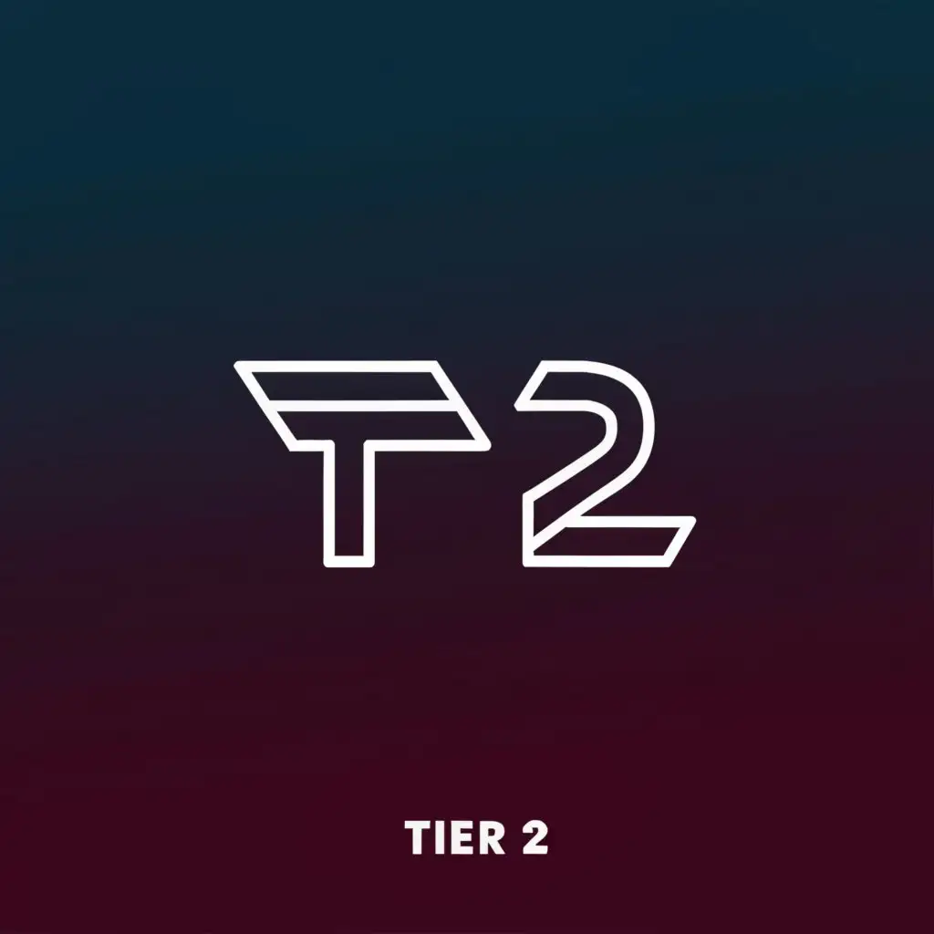 a Professional logo design,with the text 'tier2', main symbol:t2,Minimalistic,be used in Internet industry,clear background. enlarge fonts.