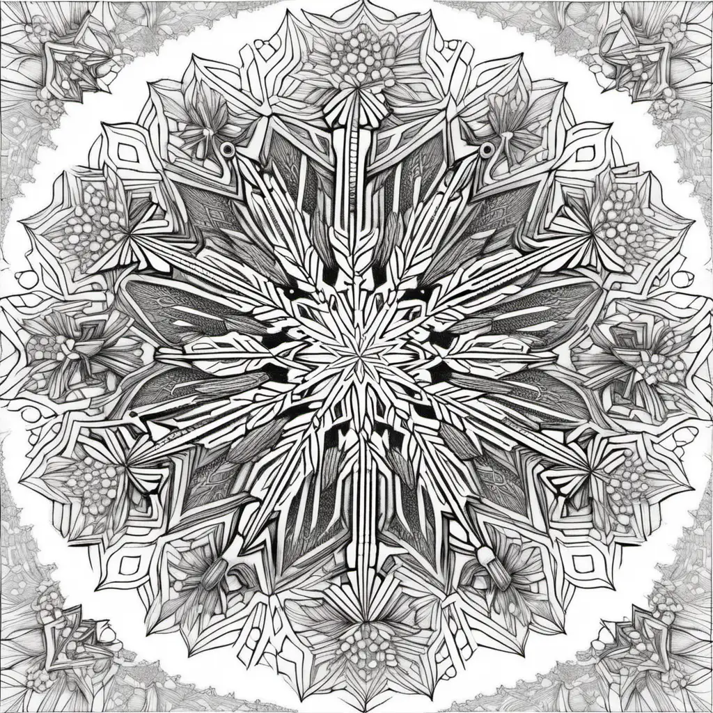 intricate unique detailed snowflake mandala  coloring pages