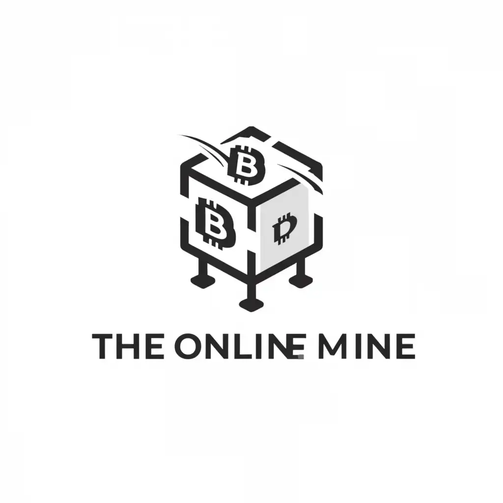 a logo design,with the text "The online mine", main symbol:Cryptocurrency,Minimalistic,be used in Internet industry,clear background