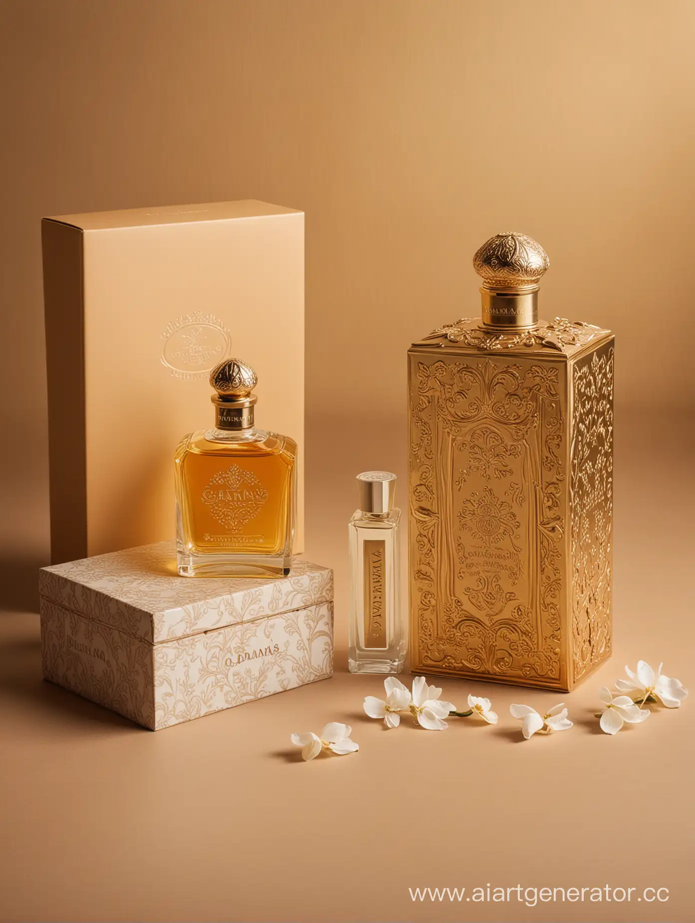 a bottle of damas cologne sitting next to a box, a flemish Baroque by Demetrios Farmakopoulos, instagram contest winner, dau-al-set, dynamic composition, contest winner, feminine
golden background