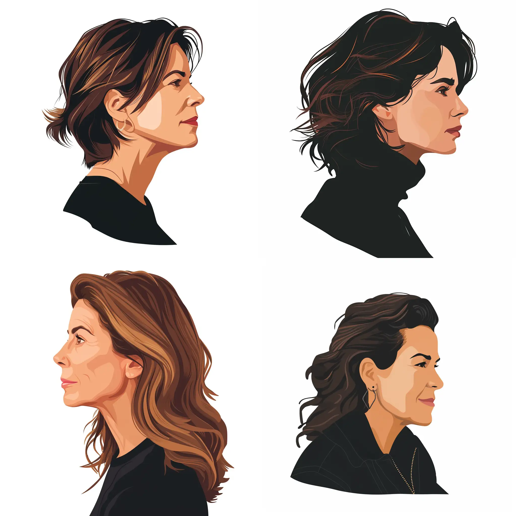 Profile portrait of  Sandra Bullock , on a white background, flat illustration, Victoria Ngai style