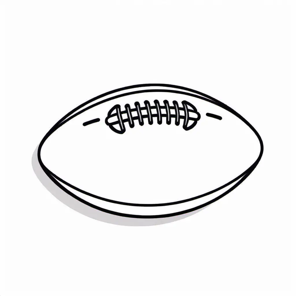 Simple black and white line art of an american football ball in the style of vector style. Simple design with flat colors and no shadows on a white background. Simple lines in a minimalistic style with simple shapes. Simple clipart isolated on a solid pure white background with high resolution photo and high quality detail