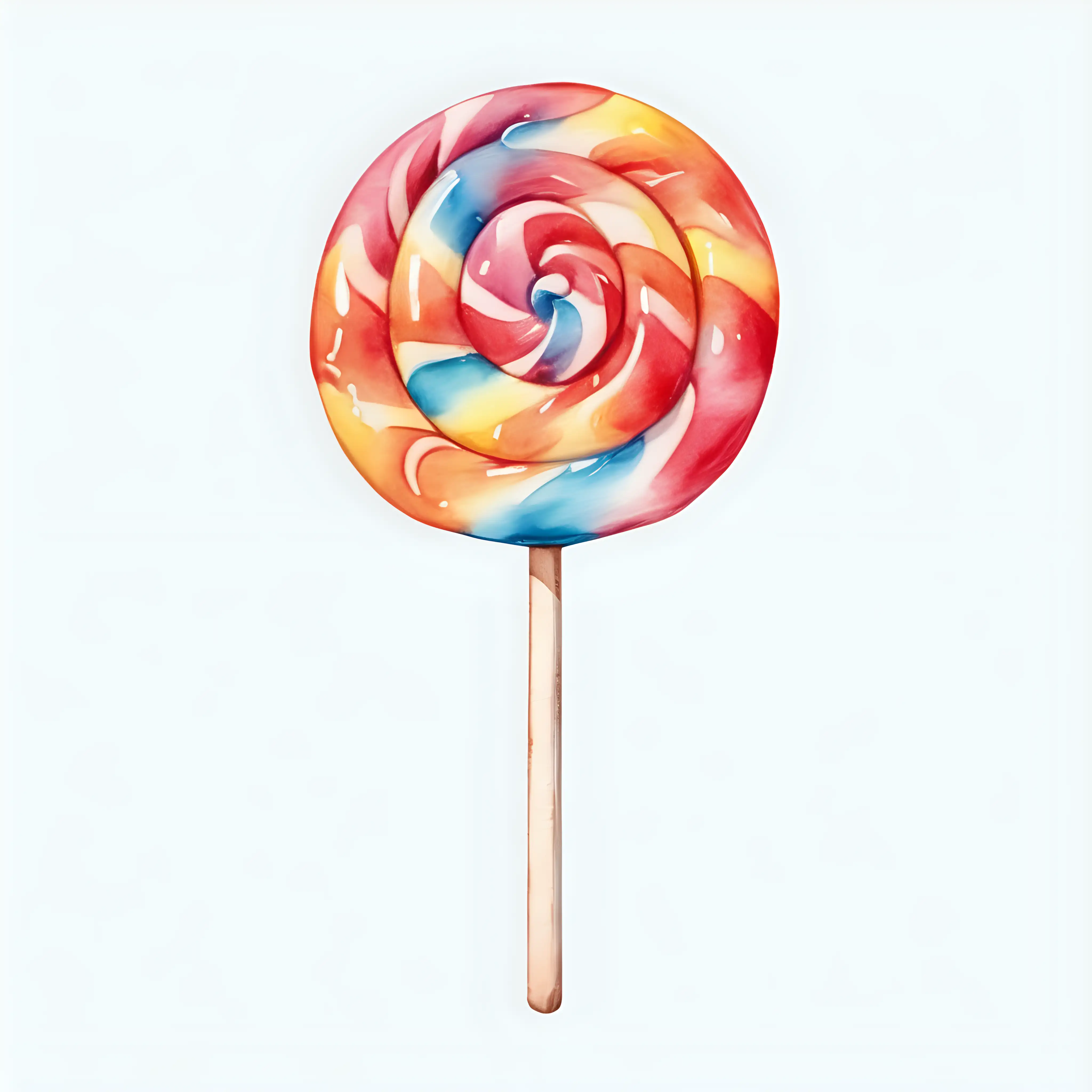 Vibrant Watercolor Candy on Stick