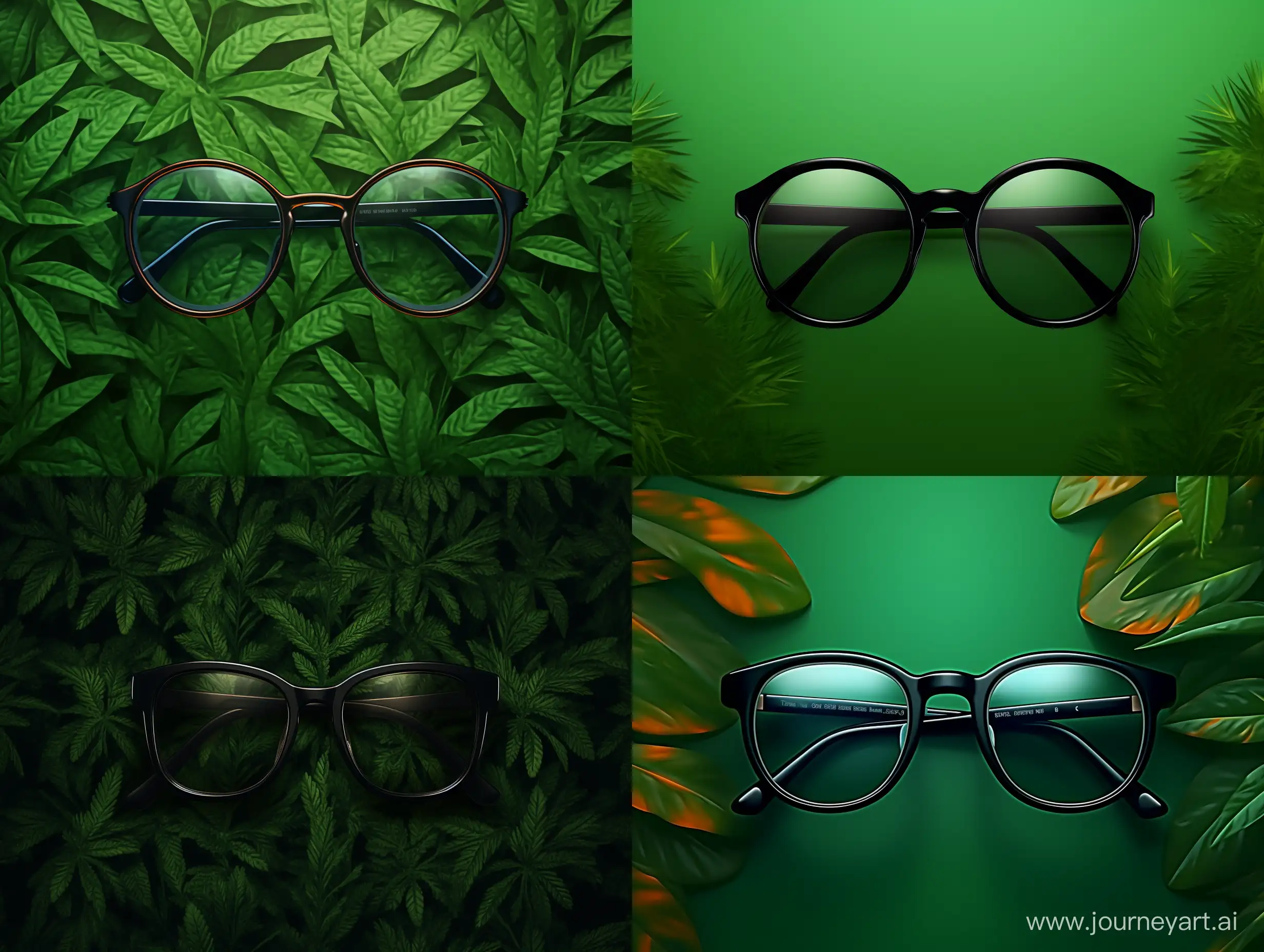 Detailed-4K-Black-Eyeglass-Isolated-in-Vibrant-Green-Background