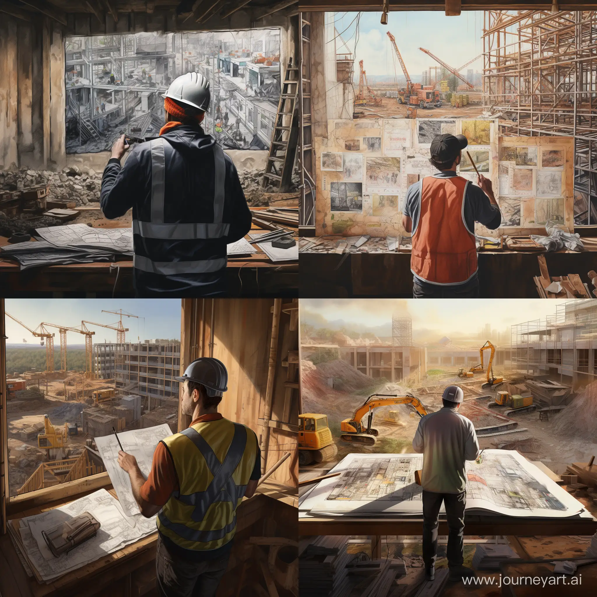 Construction-Worker-Reviewing-Blueprints-at-Site