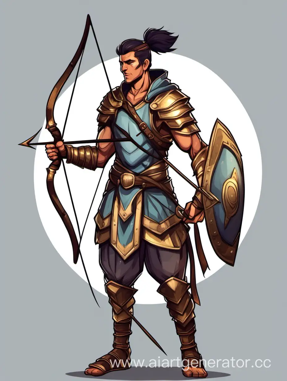 male warrior character holding a bow
