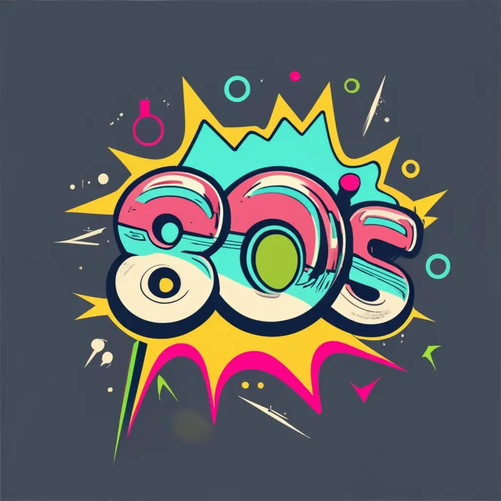 logo, 1980s pop art vinyl record, with the text "80s Extended and Club Series", typography, be used in Entertainment industry