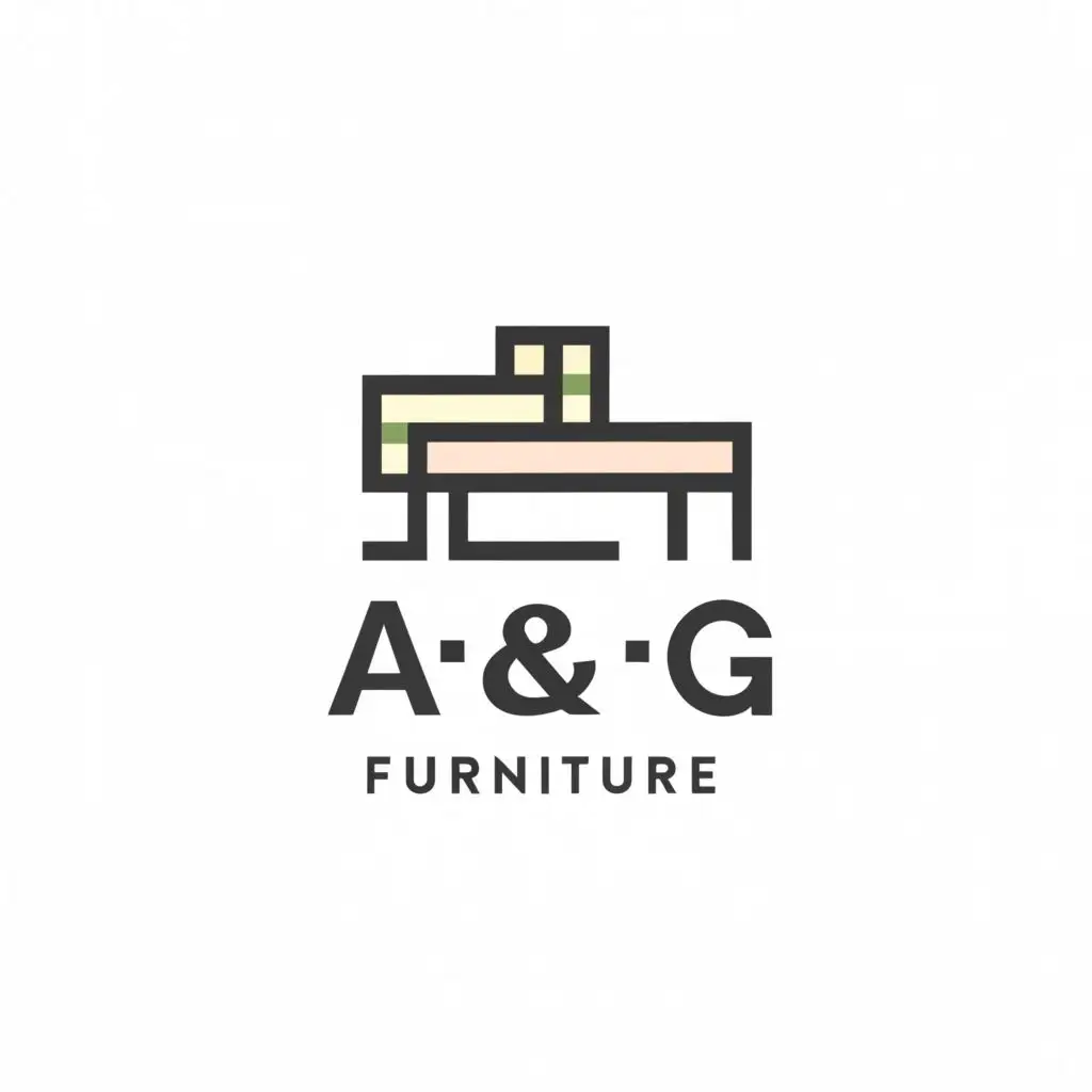 a logo design,with the text "A&G Furniture", main symbol:Table, chair and bed