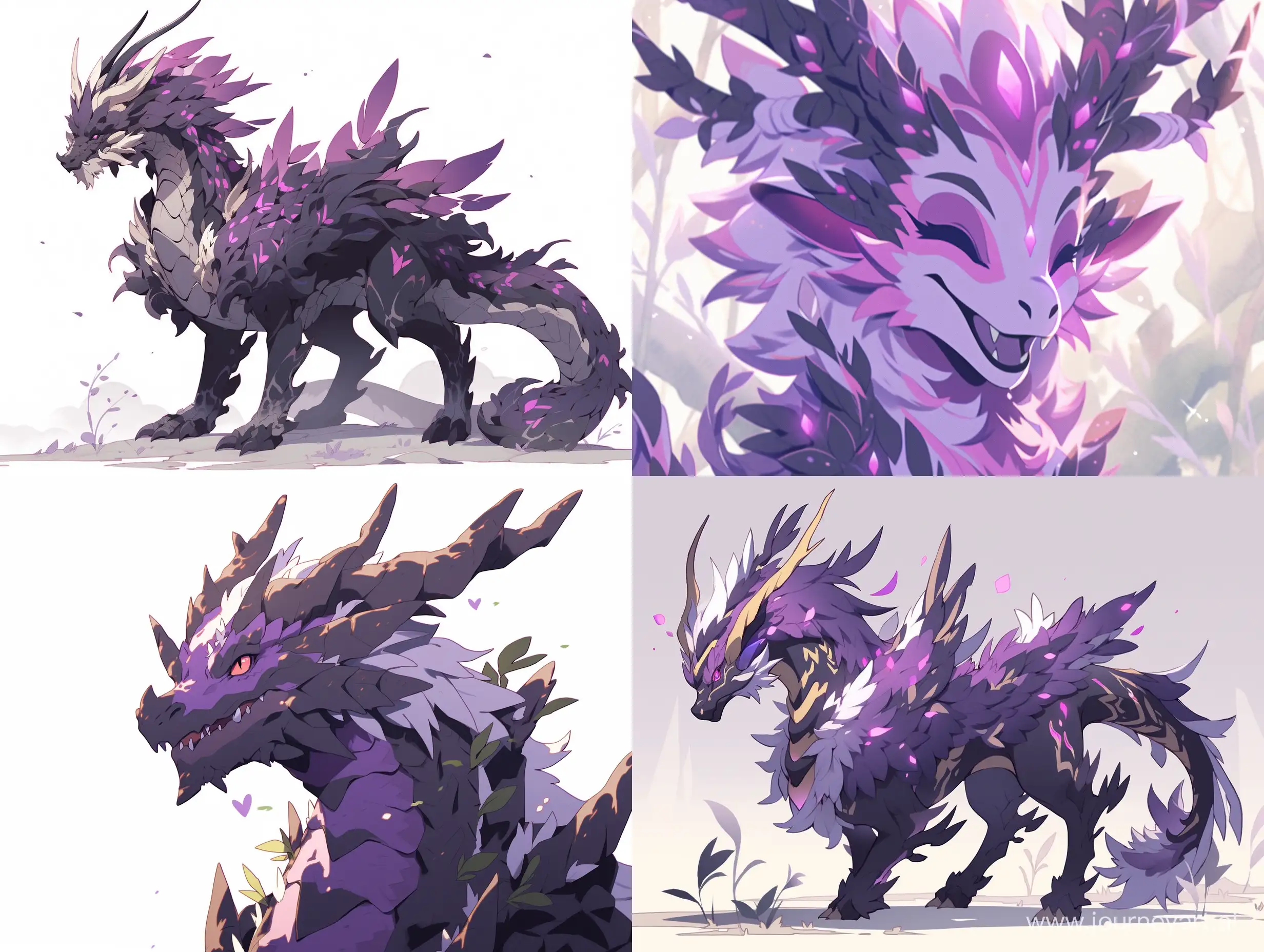 purple anthropomorph dragon with 2 horns and good smiling and glossy skin, stylized like ovopack draw style and contrasting colors and slightly lower saturation --s 400 --niji 5