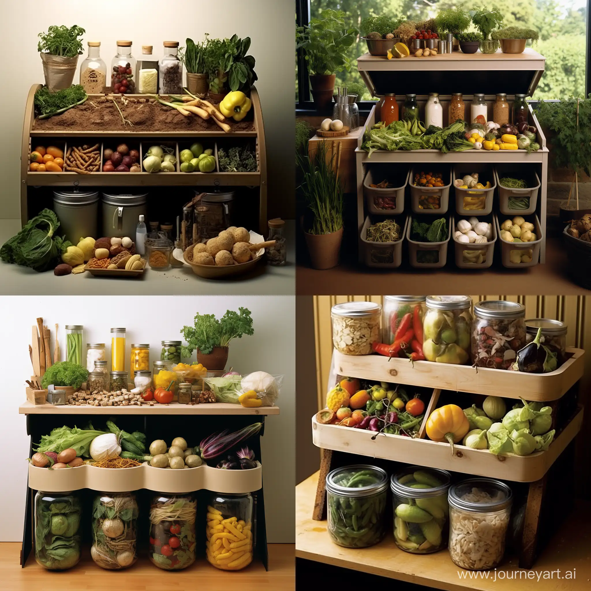 Kitchen Composting Station:  Feature an aesthetically pleasing image of a composting station in a kitchen. Showcase a container with vegetable peels, coffee grounds, and other compostable materials. This visual reinforces the idea of turning kitchen waste into valuable compost.