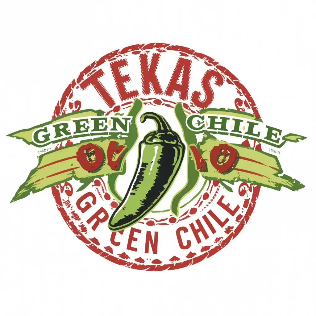 logo, Chile pepper, with the text "Texas Green Chile", typography