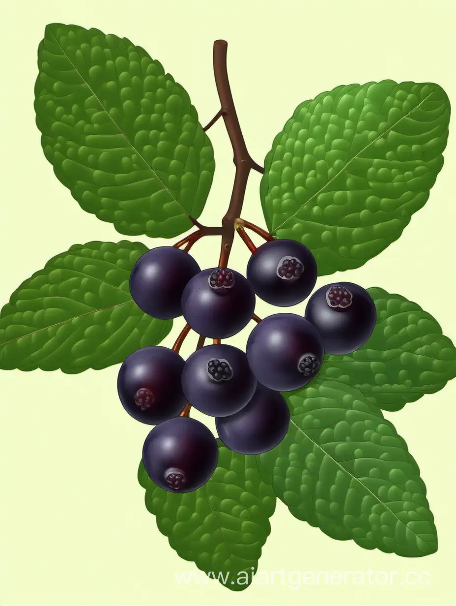 Vibrant-Aronia-Fruit-with-Lush-Dark-Green-Foliage-and-Bold-Blossoms