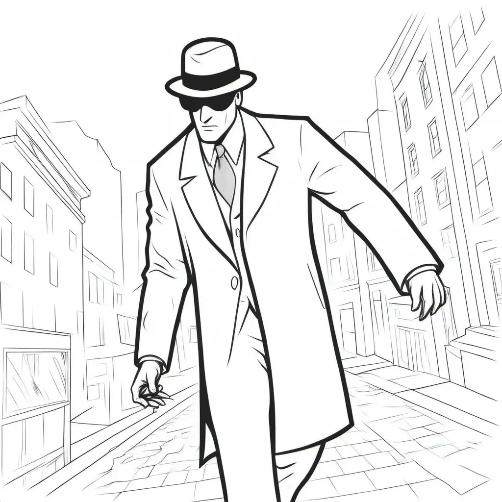 simple black and white coloring  picture of  the 'Invisible Man' movie scene, for coloring
