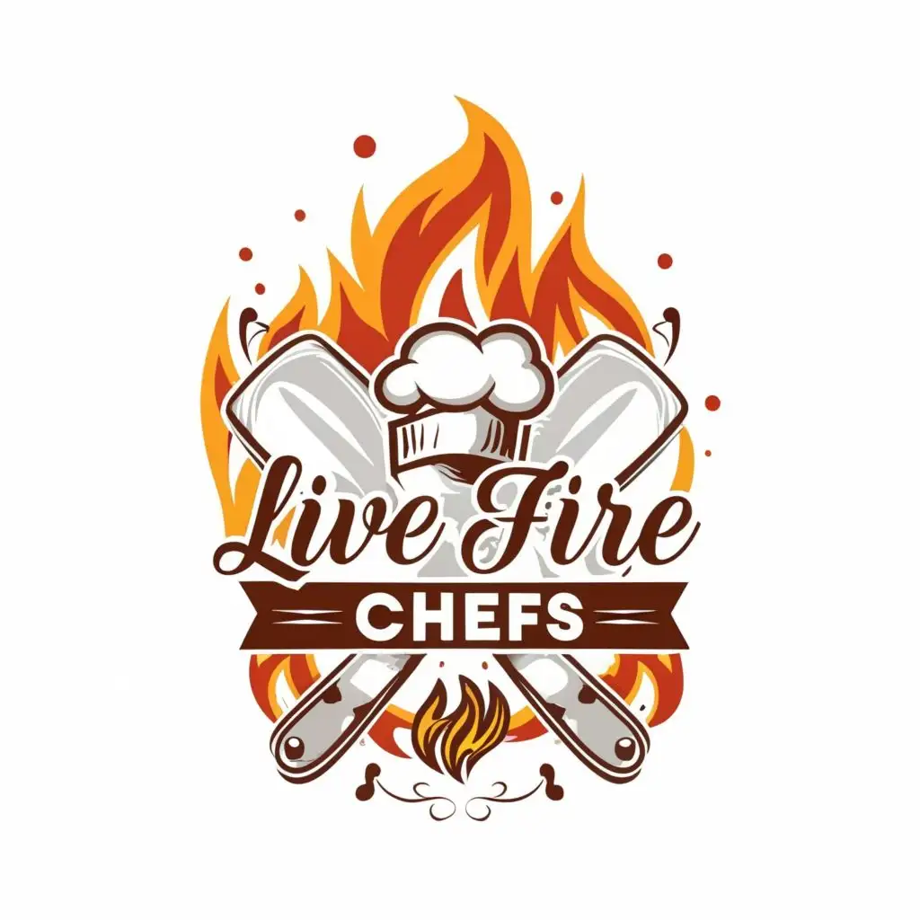 logo, chef fire knives, with the text "live Fire chefs", typography, be used in Restaurant industry