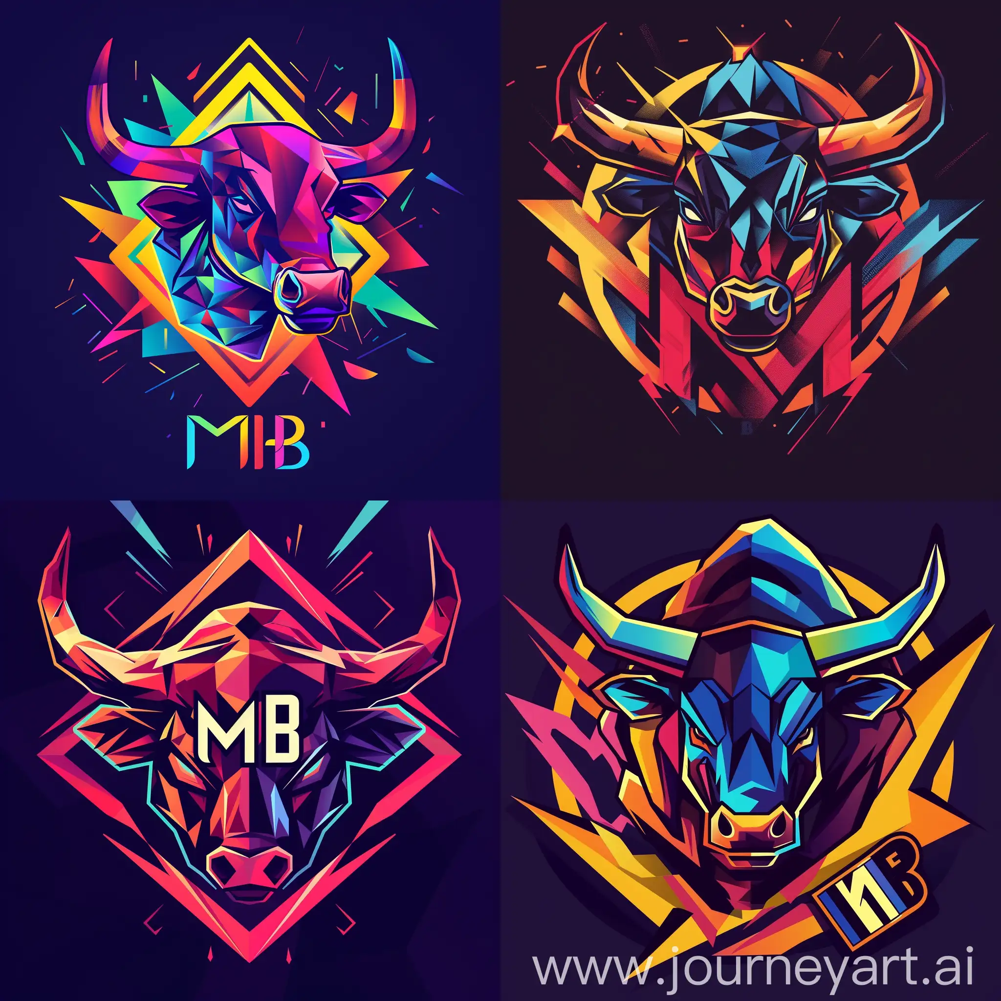 Geometric-Raging-Bull-Logo-in-Bold-Colors