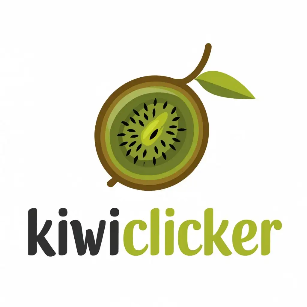 logo, Kiwi fruit, with the text "KiwiClicker", typography