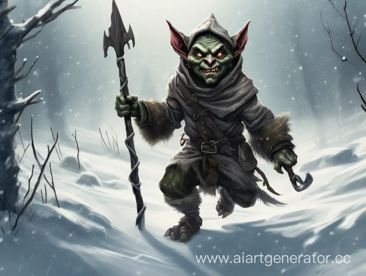 Friendly-Gray-Goblin-with-Stone-Spear-in-Snowy-Tundra