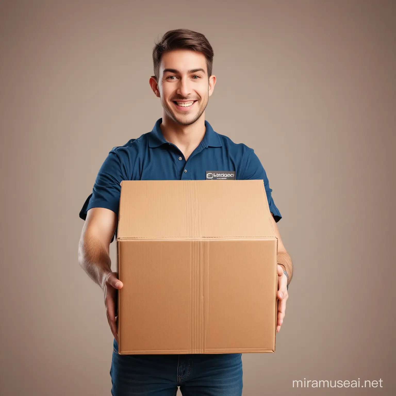 Courier Holding Cardboard Box Delivery Service