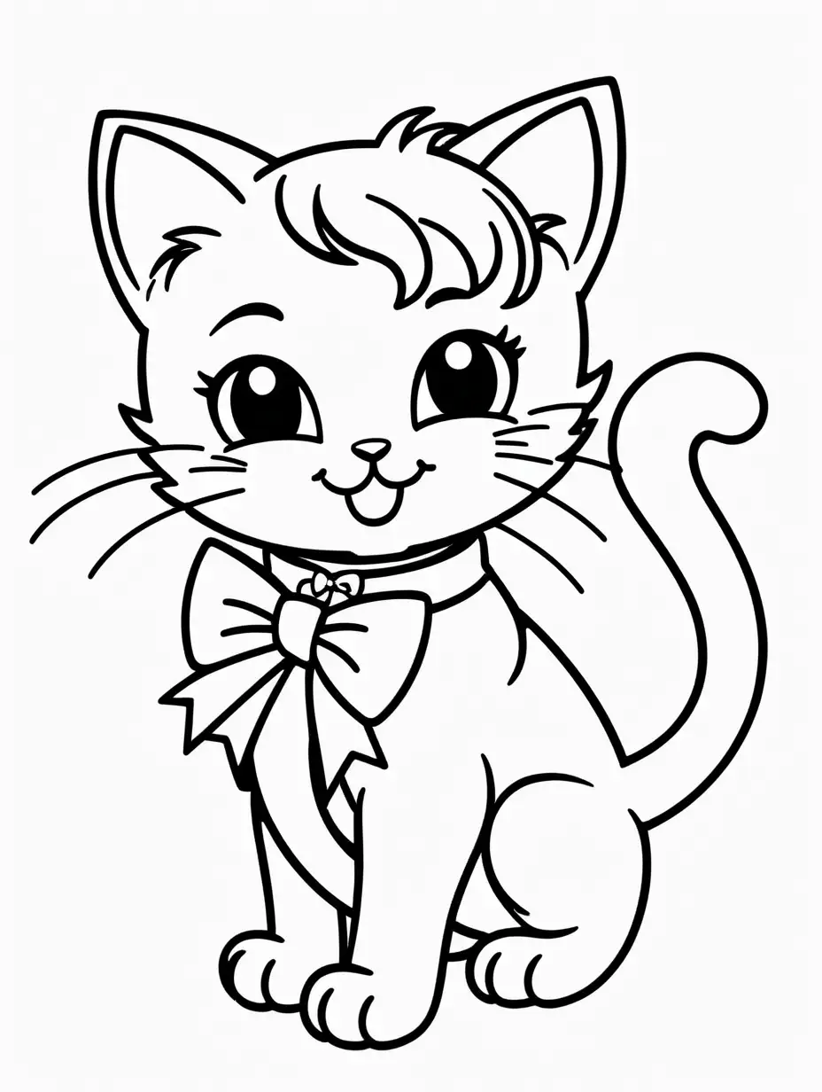 Coloring page outline of cartoon Colorful printable Cute cat