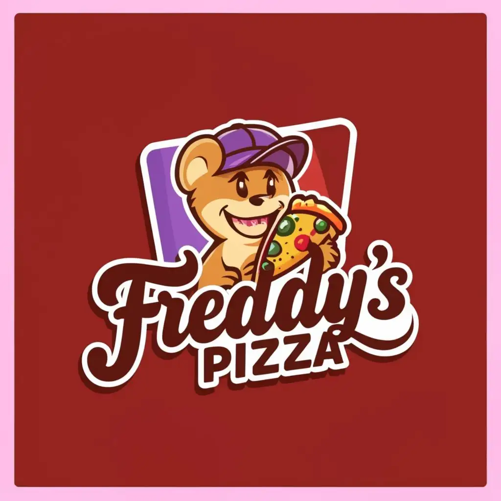 a logo design,with the text "Freddy's PIZZA", main symbol:a friendly quokka with a purple cap with a microphone,Moderate,be used in Restaurant industry,clear background