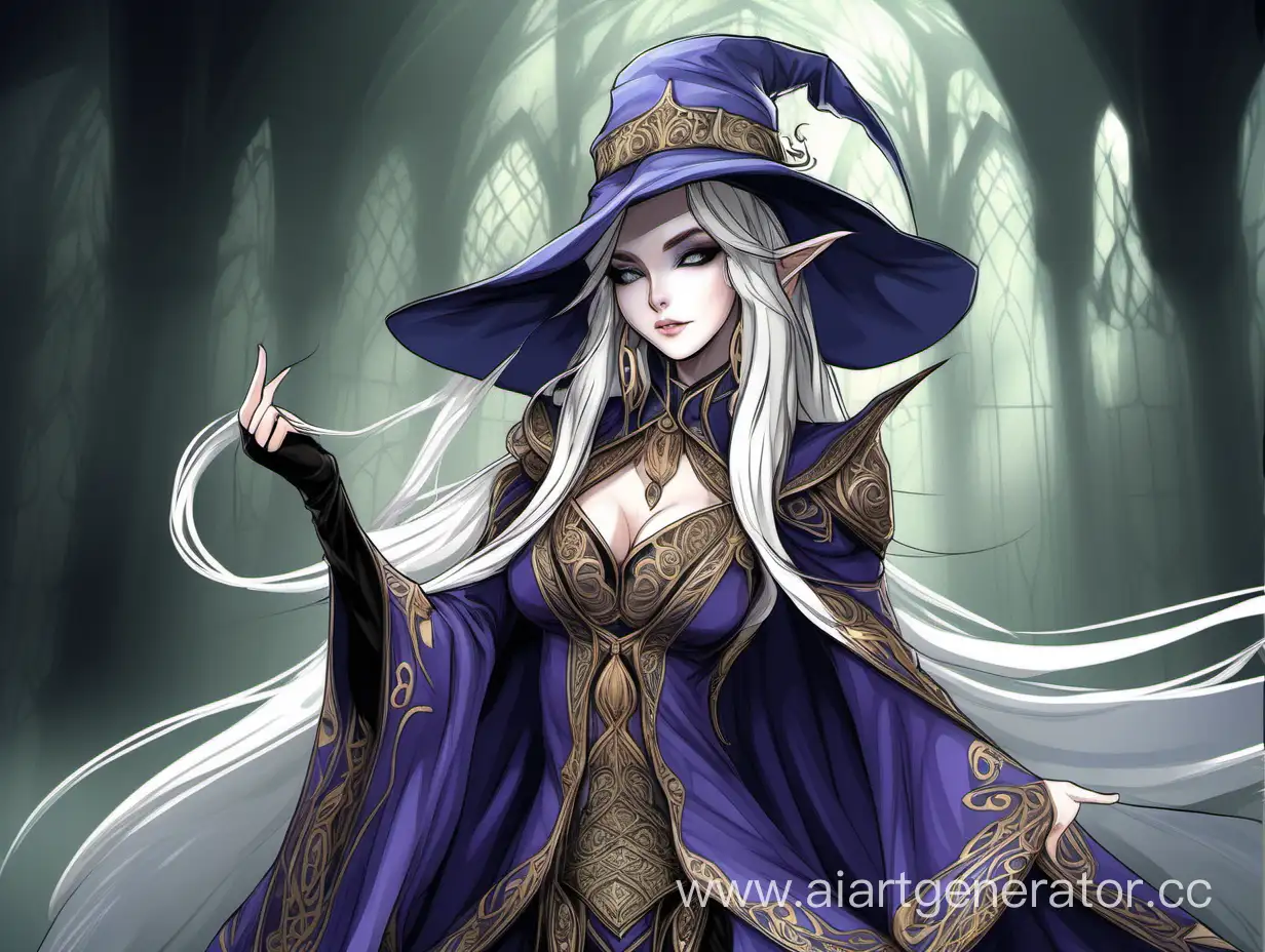 best quality, lots of detail, (conceptual art), fantasy art, ,anime art, elf fantasy,(dressed as a fantasy magician),front view, elser elf queen,royal fantasy clothing