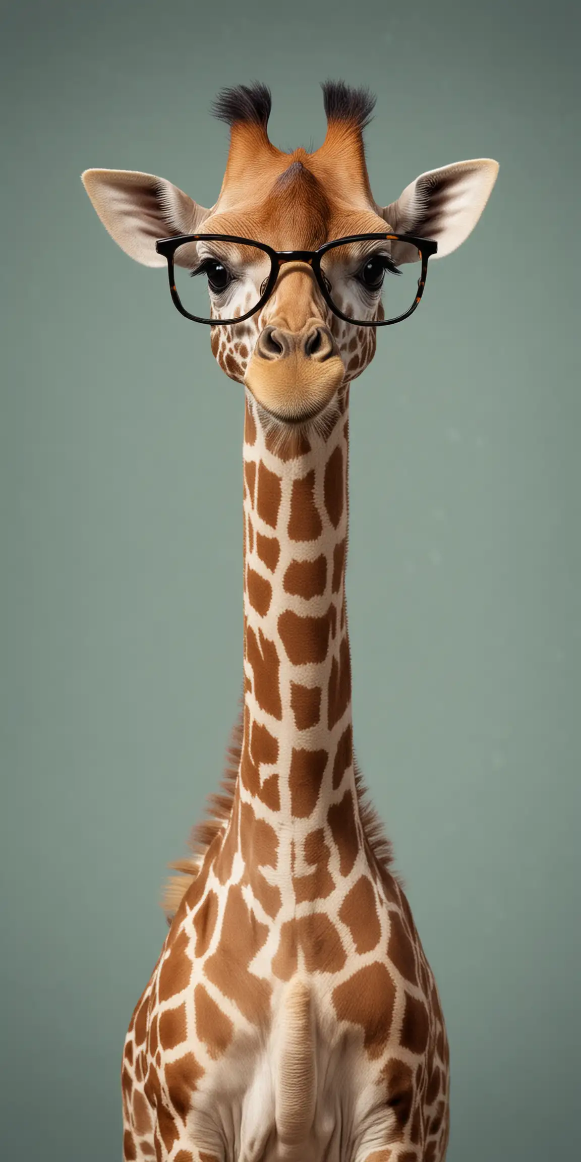 baby giraffe wearing glasses playing a quiz