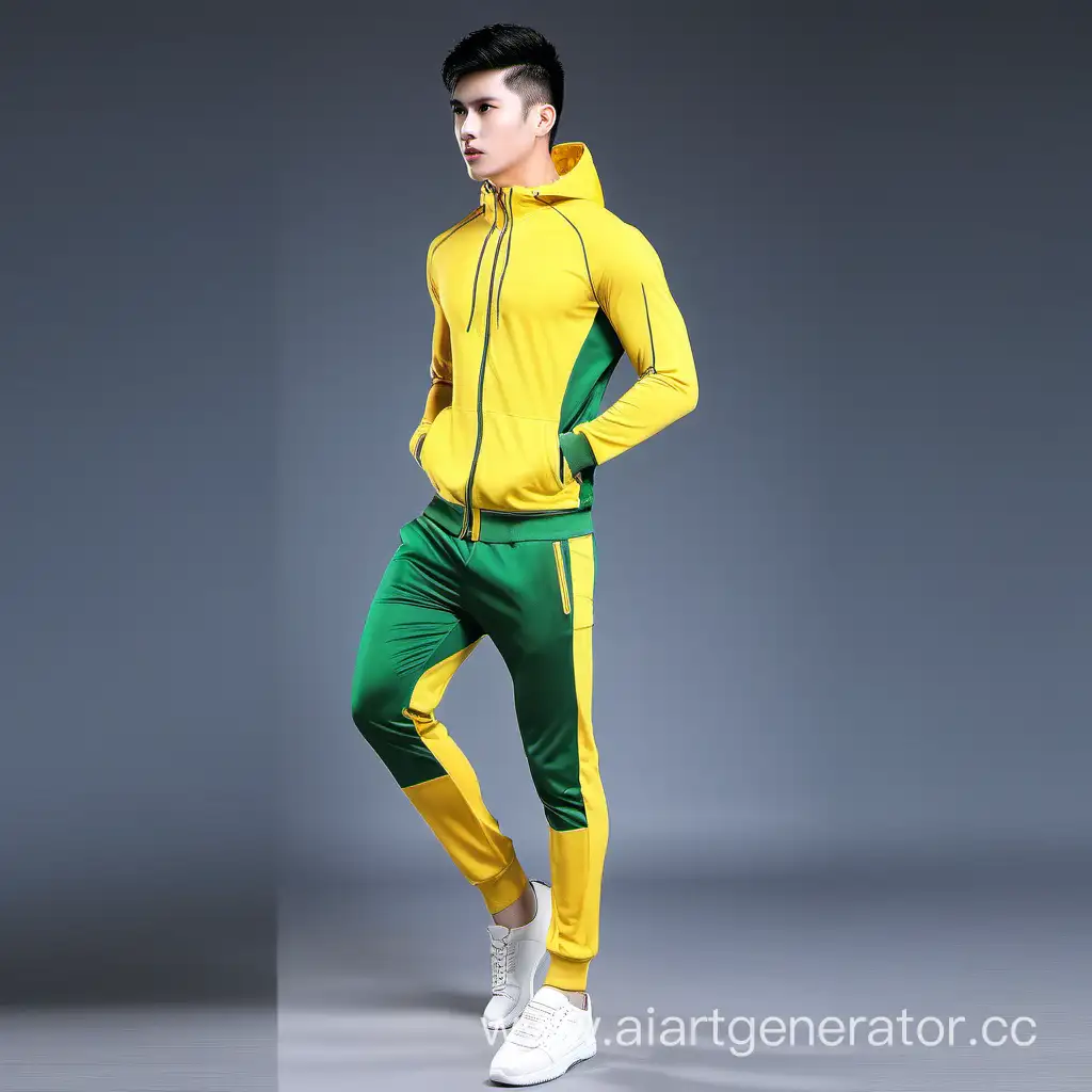 мужская спортивная одежда в желто-зеленом цвете
