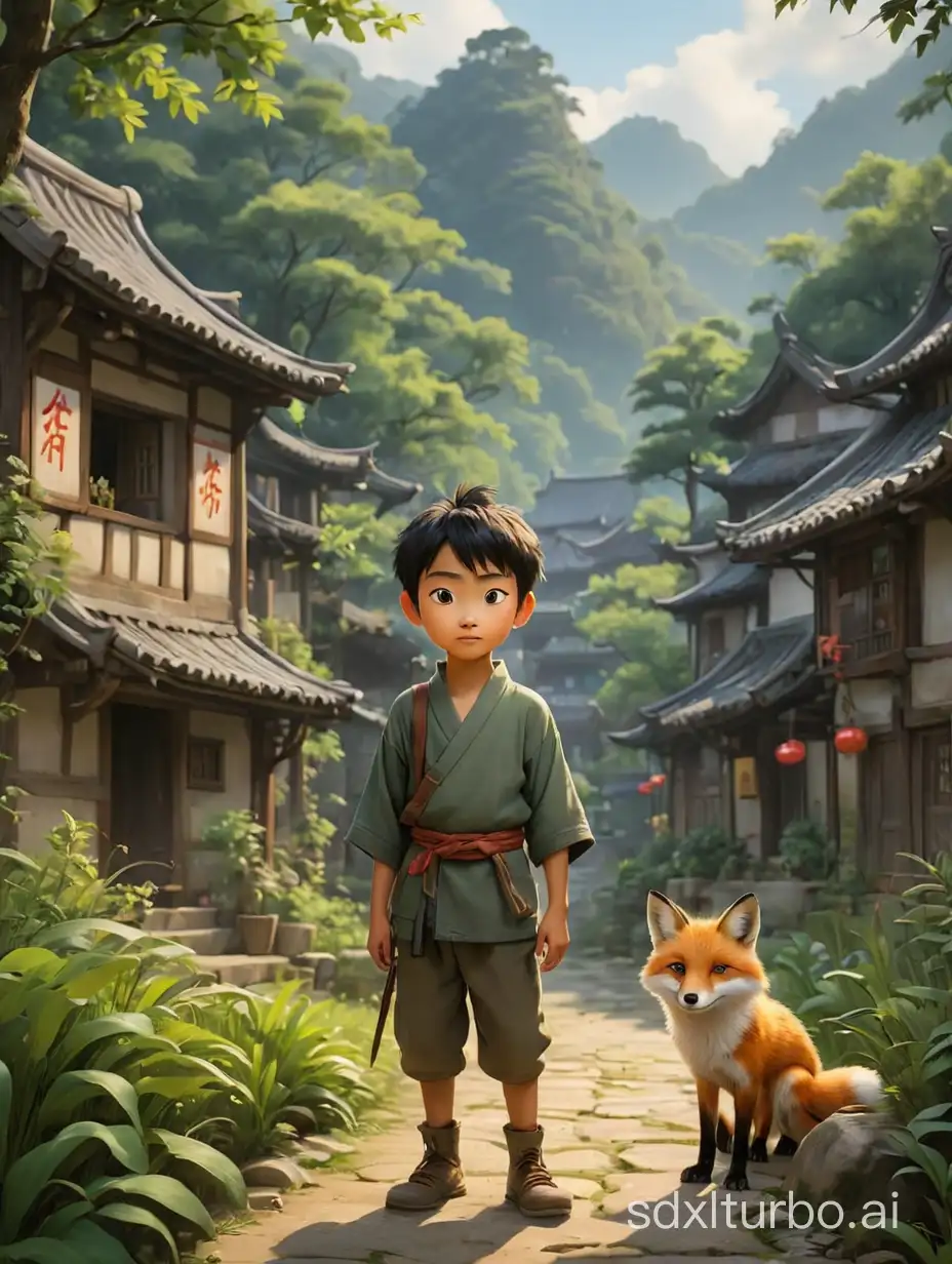 In a beautiful little village, there lived a young boy named Xiao Ming. On the edge of the village, there was a deep forest, where a cunning fox lived.