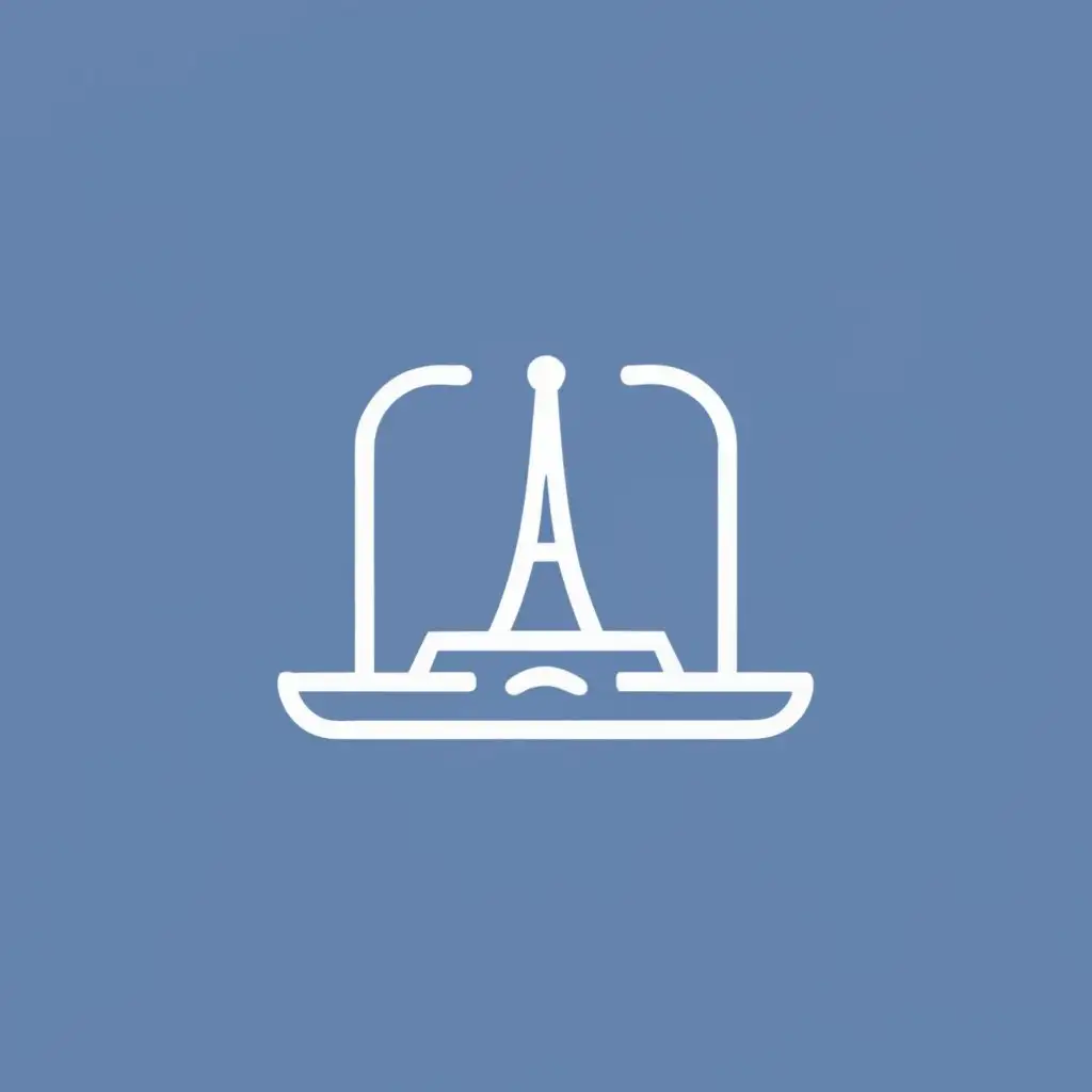logo, laptop , digital , Eiffel tower, with the text "A tower with a laptop", typography, be used in Technology industry