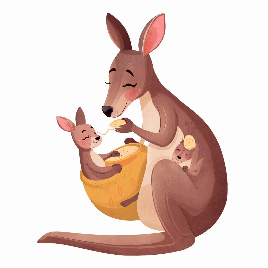 Mother-Kangaroo-Caring-for-Her-Cozy-Joey-Nurturing-Bond-in-Wildlife
