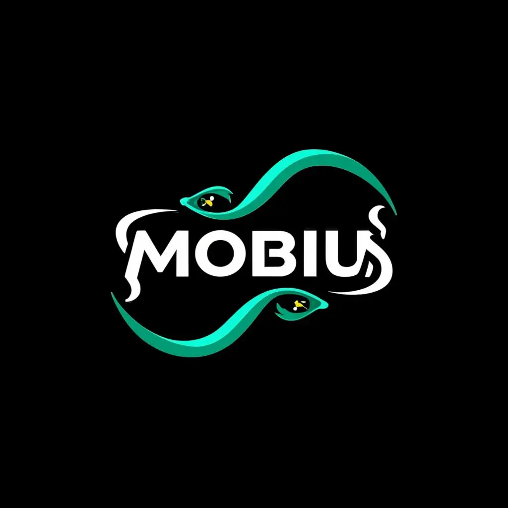 logo, mobiu snake, with the text "mobius", typography, be used in Entertainment industry