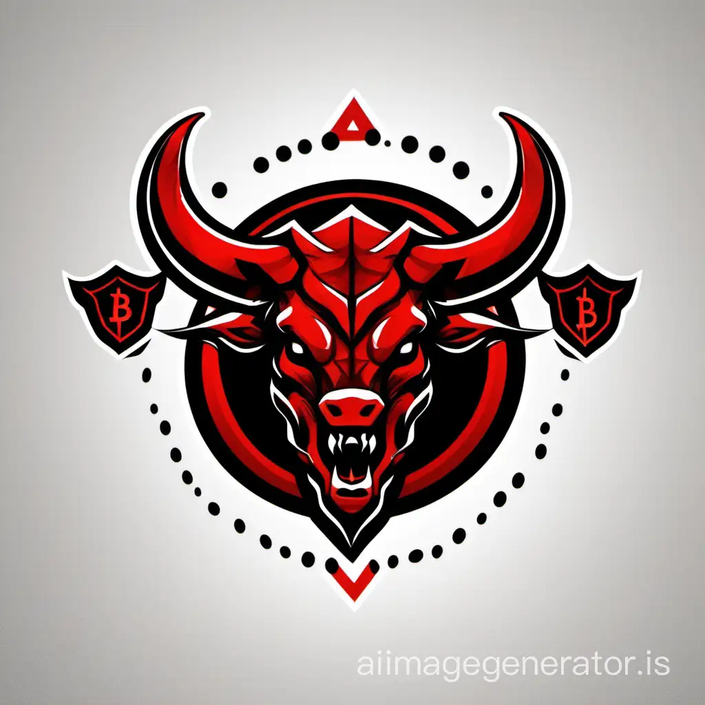 Draw a logo for a crypto exchange, in itnanaznazeniya Bloods Bulls - and the logo itself on the theme of cryptocurrencies, the logo should be evil with a reference to Satan and attract attention. Make the logo in good quality.