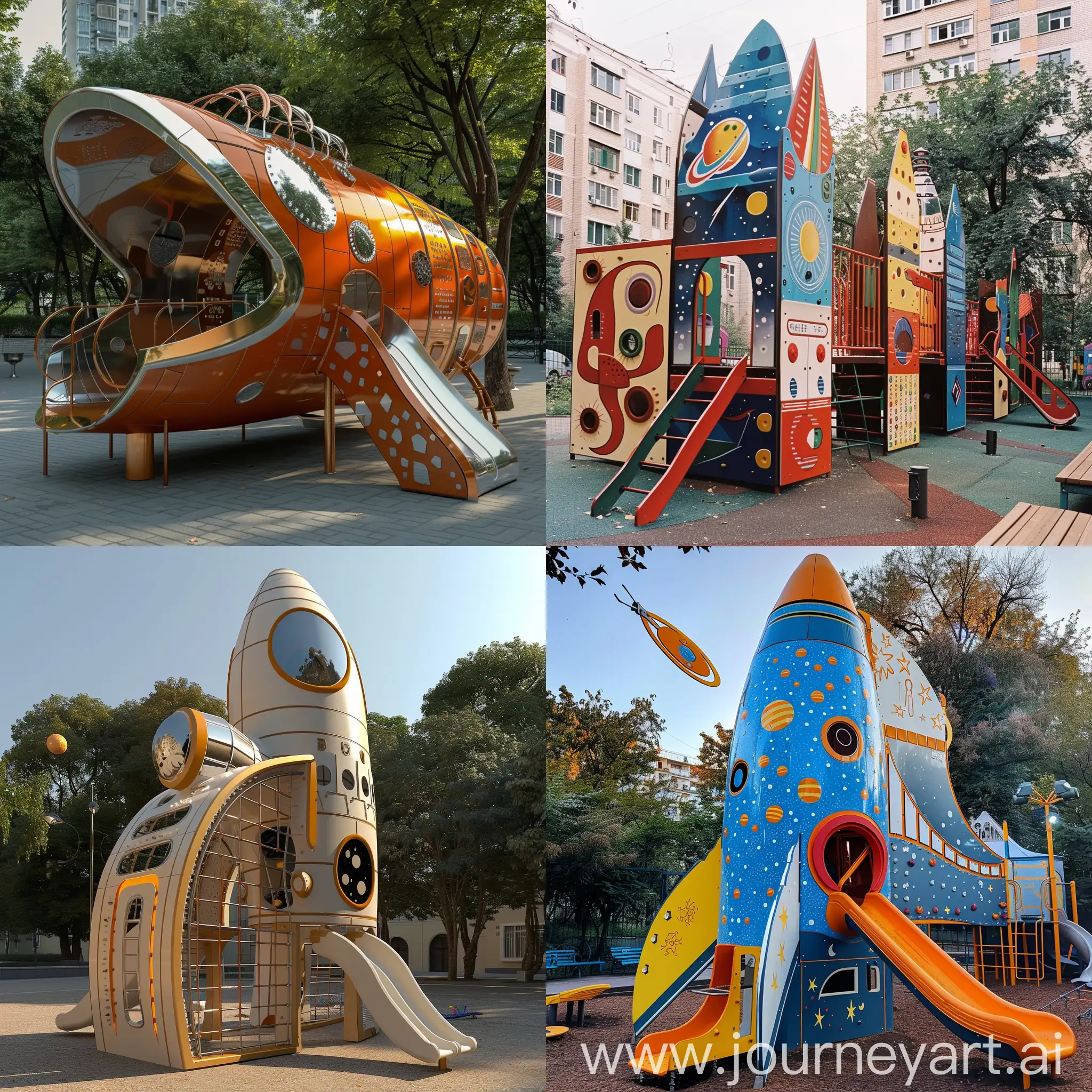 уличная детская игровая площадки в стиле Космос