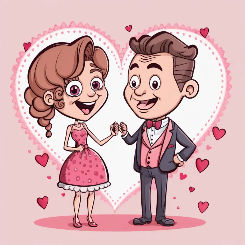funny valentine  image of a couple, cartoon style