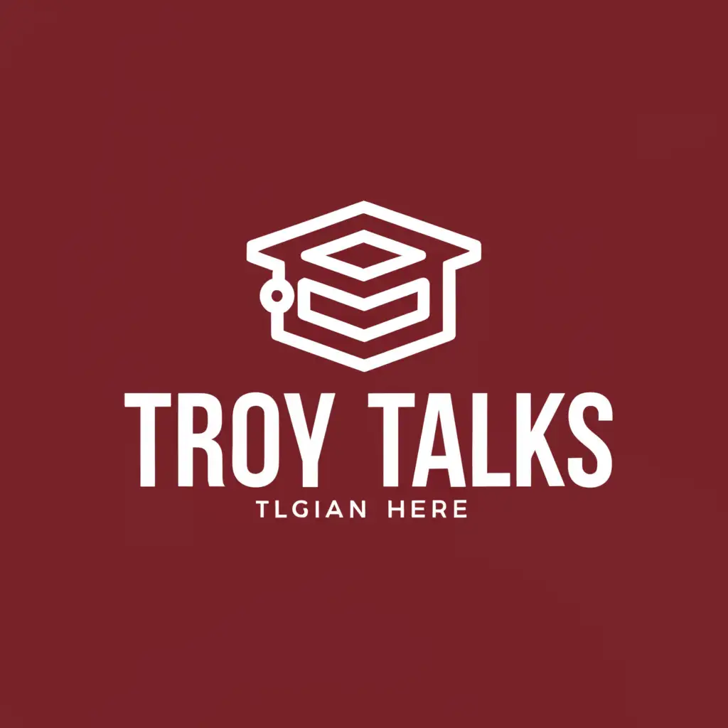a logo design,with the text "Troy Talks", main symbol:college student,Minimalistic,be used in Education industry,clear background