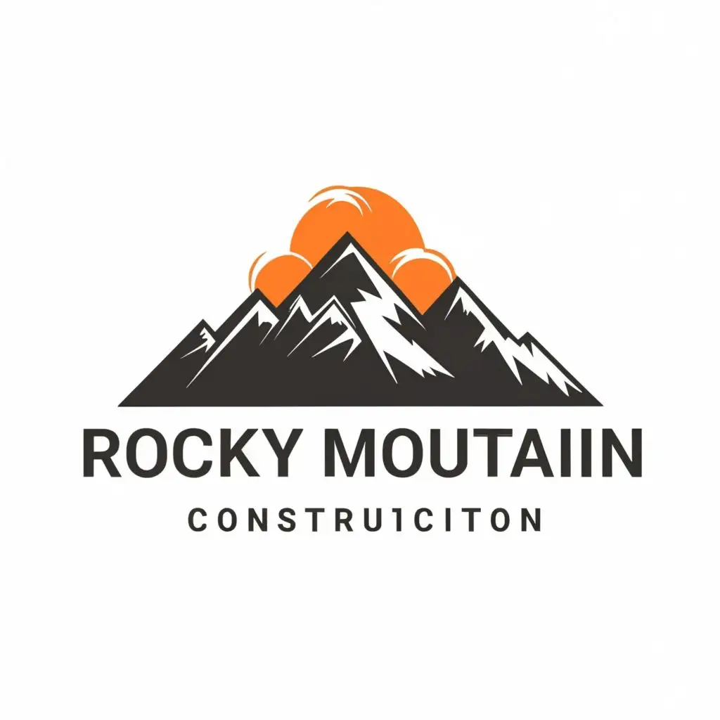 logo, mountain, with the text "Rocky Mountain Construction", typography, be used in Real Estate industry