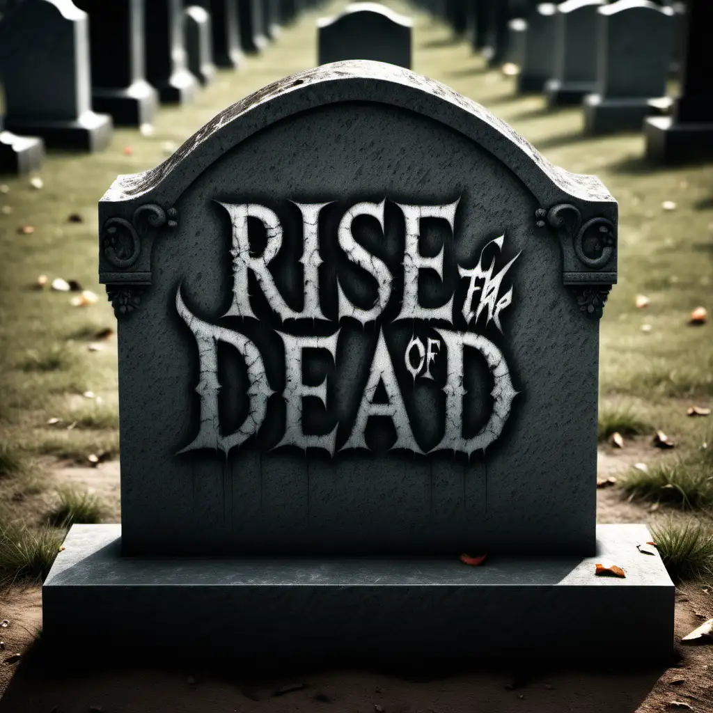 реалистичная могильная плита вид строго прямо , надпись на могиле "rise of the dead"