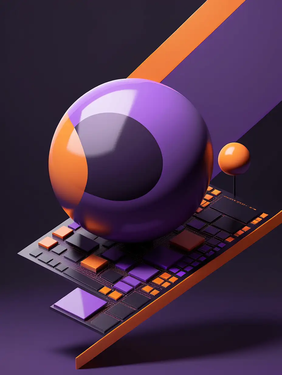 Computer science graphics ,
purple, orange, black
minimal