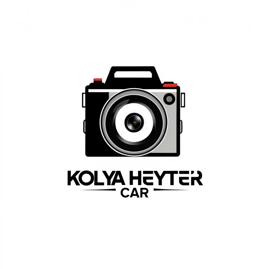 a logo design,with the text "kolya heyter car", main symbol:camera on black background car,Moderate,clear background