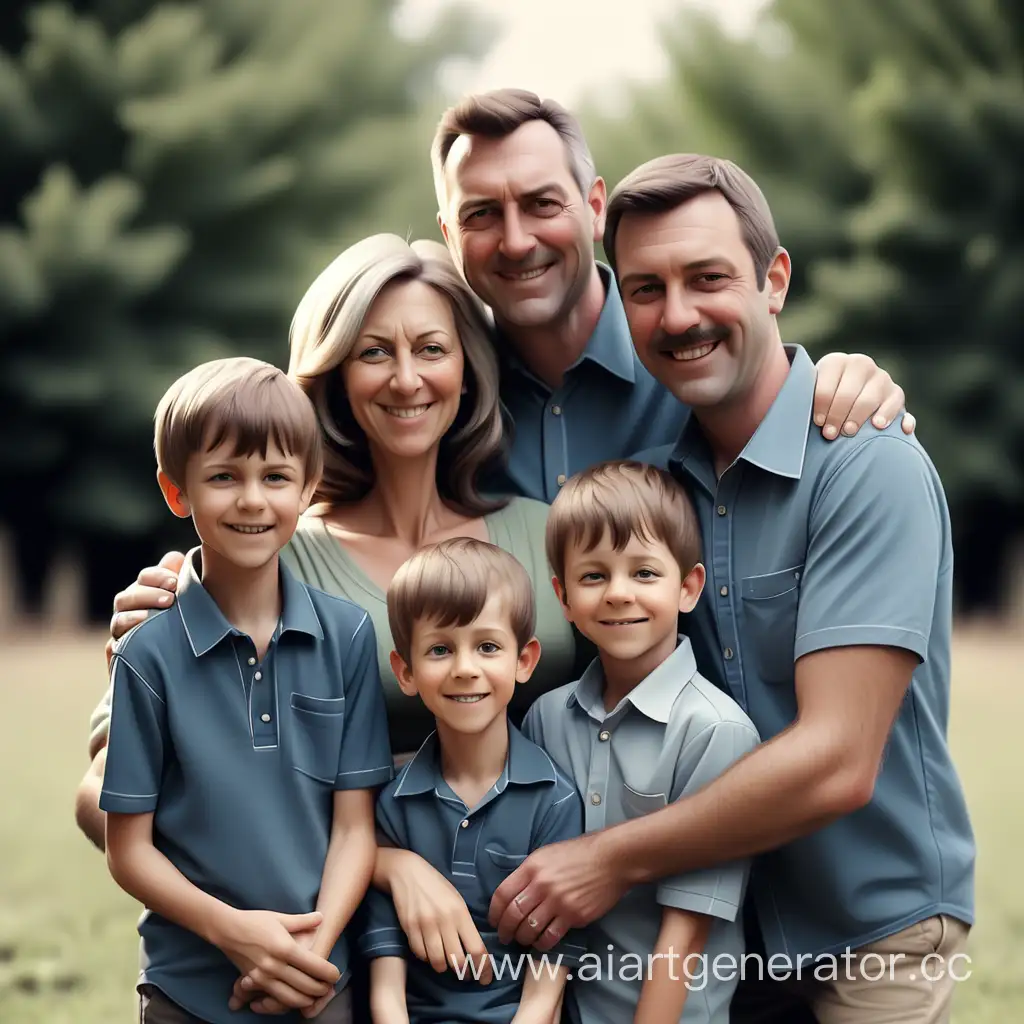 Joyful-Family-Moment-Dad-Mom-and-Three-Boys-Together