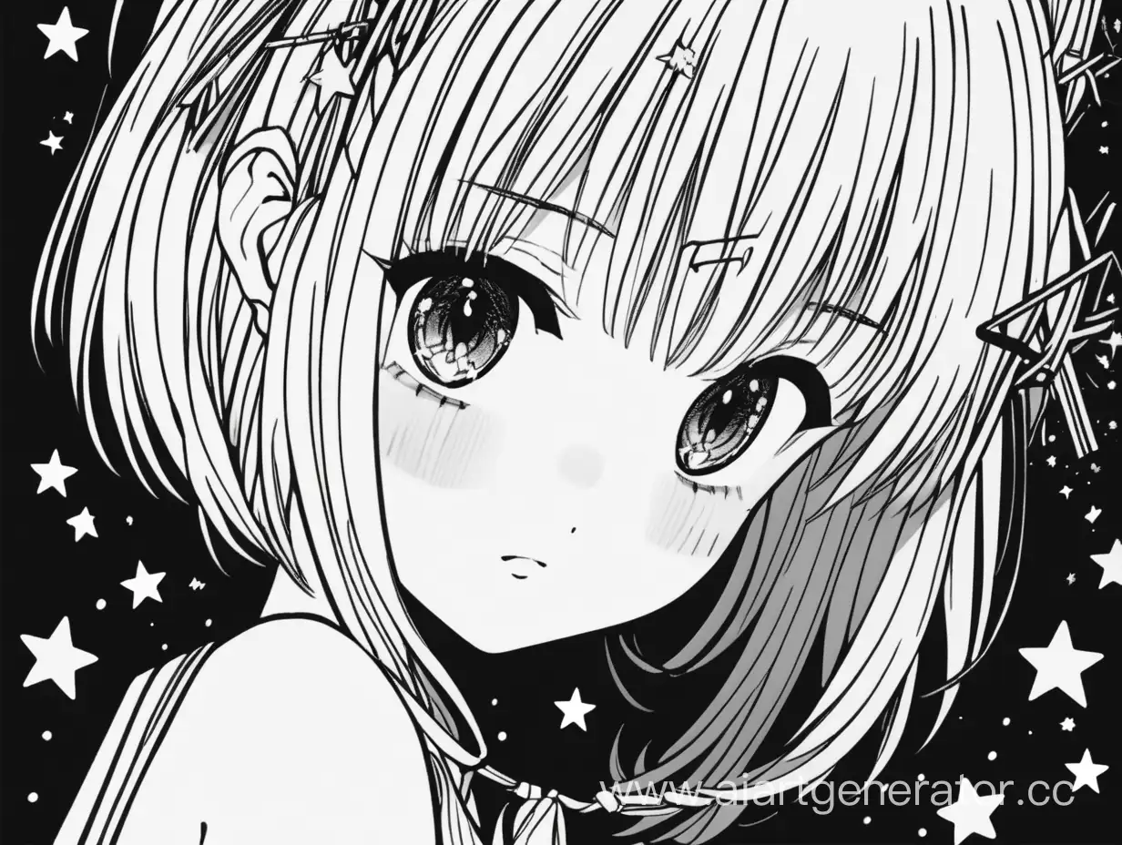 Monochrome-Manga-Girl-with-StarryEyed-Charm-and-Adorned-Hairpins