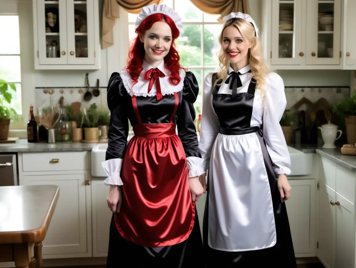 Elegant Victorian Maid Costume Gathering in Kitchen Garden