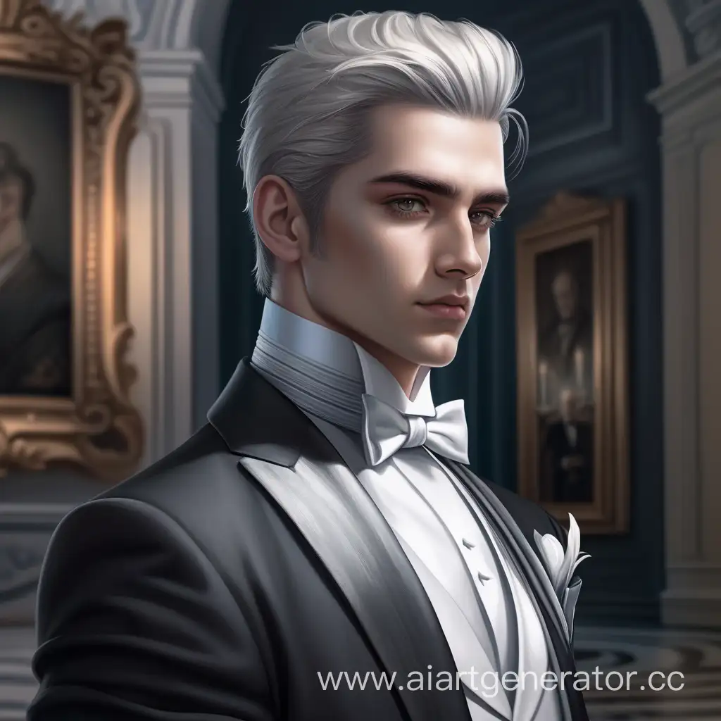 Portrait-of-a-PaleSkinned-Mage-in-Tuxedo-against-Palace-Interior