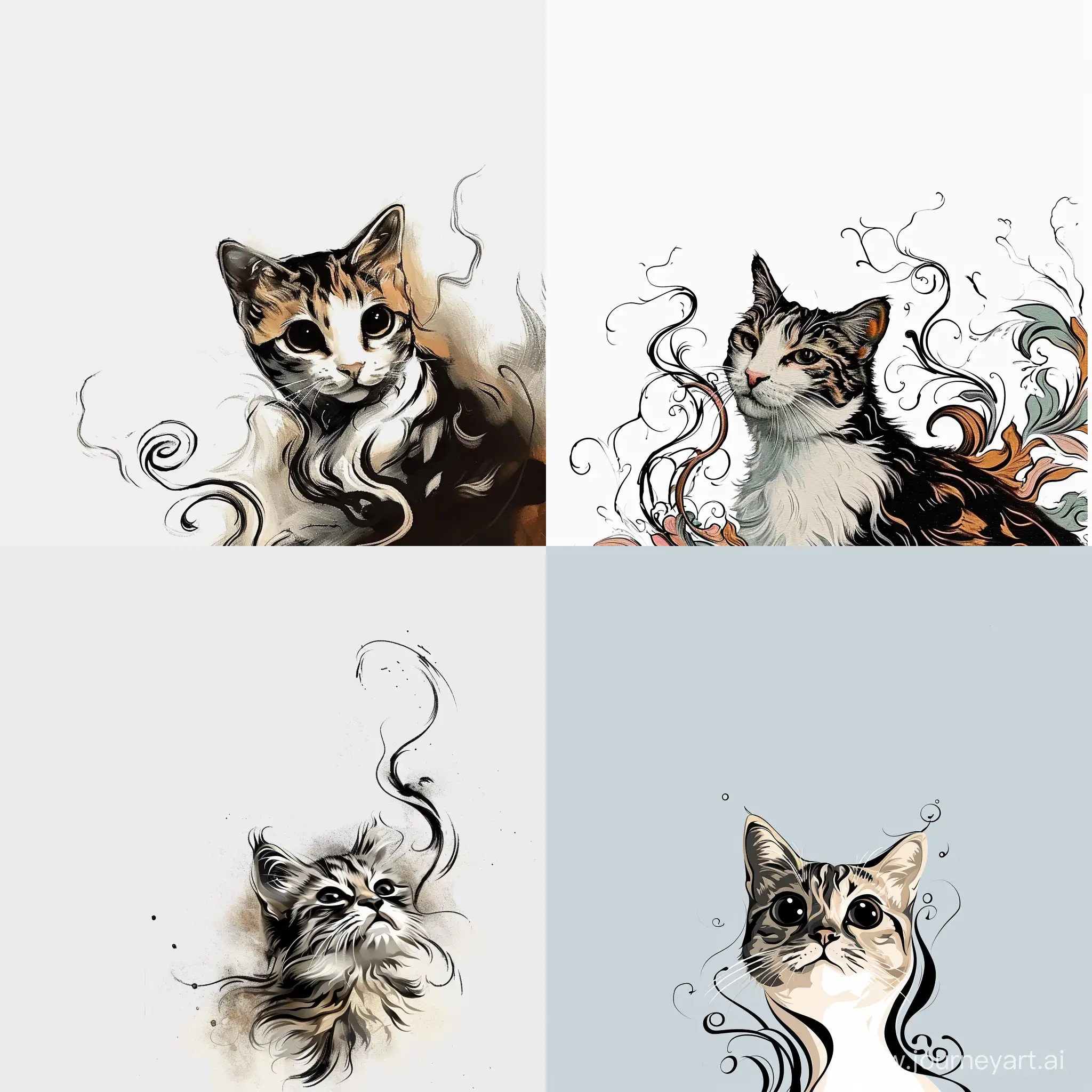 Adorable-Cat-Sitting-in-Abstract-Art-Style