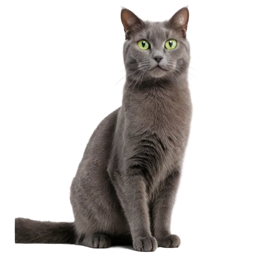 Download-Happy-Gray-Cat-with-Green-Eyes-PNG-Image
